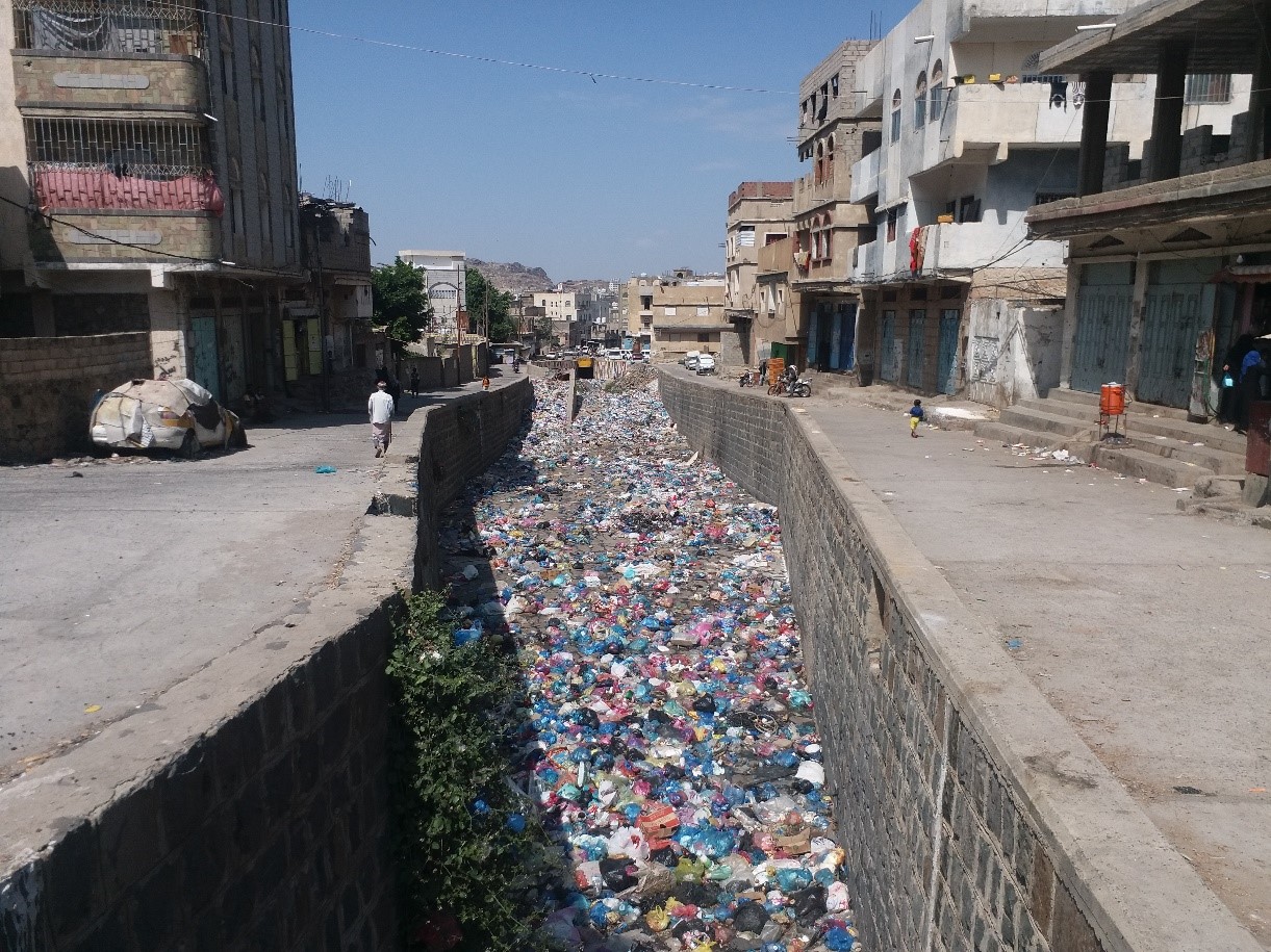 A street filled with garbage